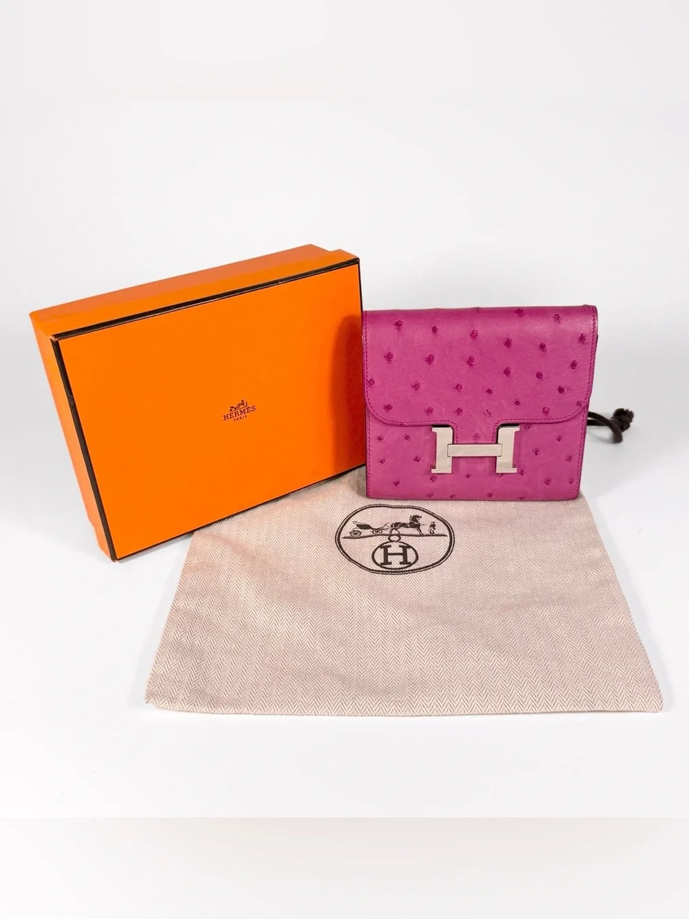 Hermès Fuchsia Ostrich Constance Wallet